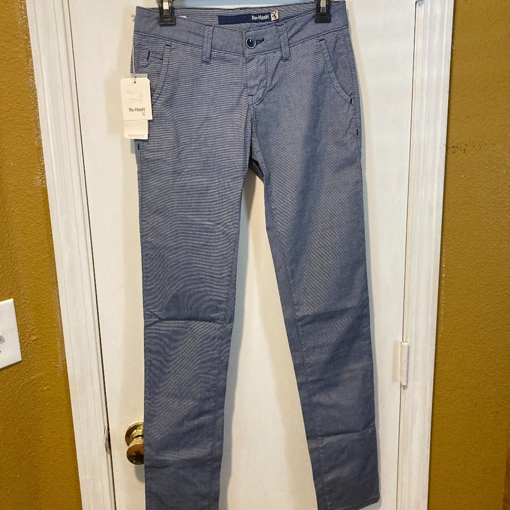 Re-Hash women's size 26 blue gray dot pattern slim EVA trouser pants 26x33 27x33